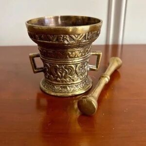 Vintage Netherlands Brass Pestle and Mortar